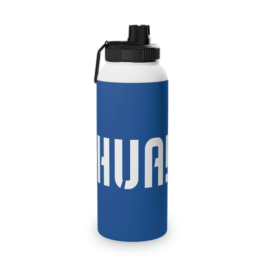 HUA! White and Blue Stainless Steel Water Bottle, Sports Lid