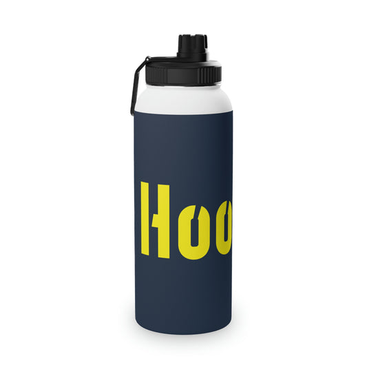 Hooyah! Yellow on Navy Stainless Steel Water Bottle, Sports Lid
